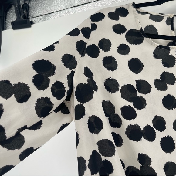Who What Wear Tie Waist Black/White Polka Dot Blouse Top - Picture 4 of 9